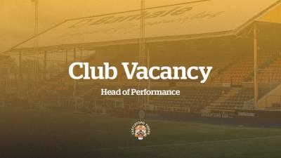 Club Vacancy - Head of Performance